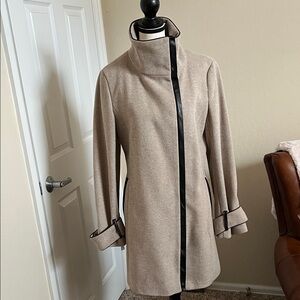 Calvin Klein Light Tan Trench Coat with Dark Trim
